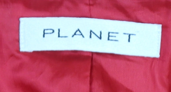 Planet Womens Red Wool Pea Coat Size 8 Double Breasted Mid-Length