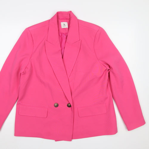 Tu Woman Pink Double-Breasted Blazer Size 14 Regular Fit