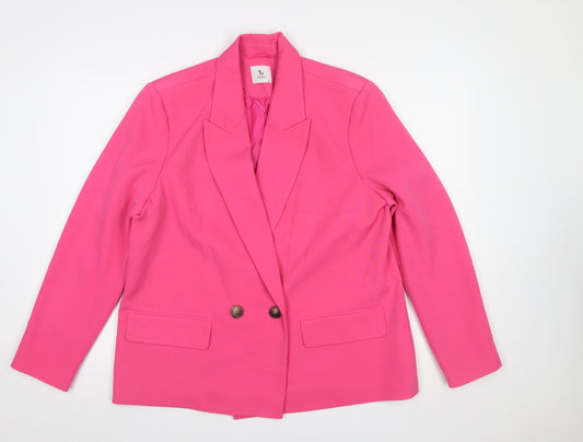 Tu Woman Pink Double-Breasted Blazer Size 14 Regular Fit