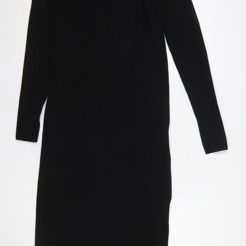 ASOS DESIGN Women Black Size 12 Bodycon Midi Long Sleeve Dress