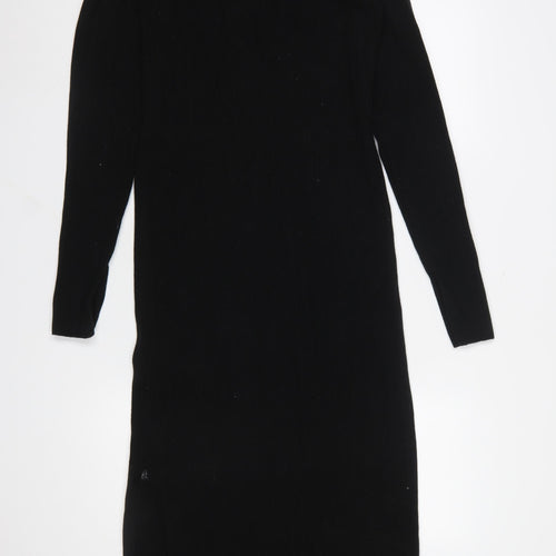 ASOS DESIGN Women Black Size 12 Bodycon Midi Long Sleeve Dress