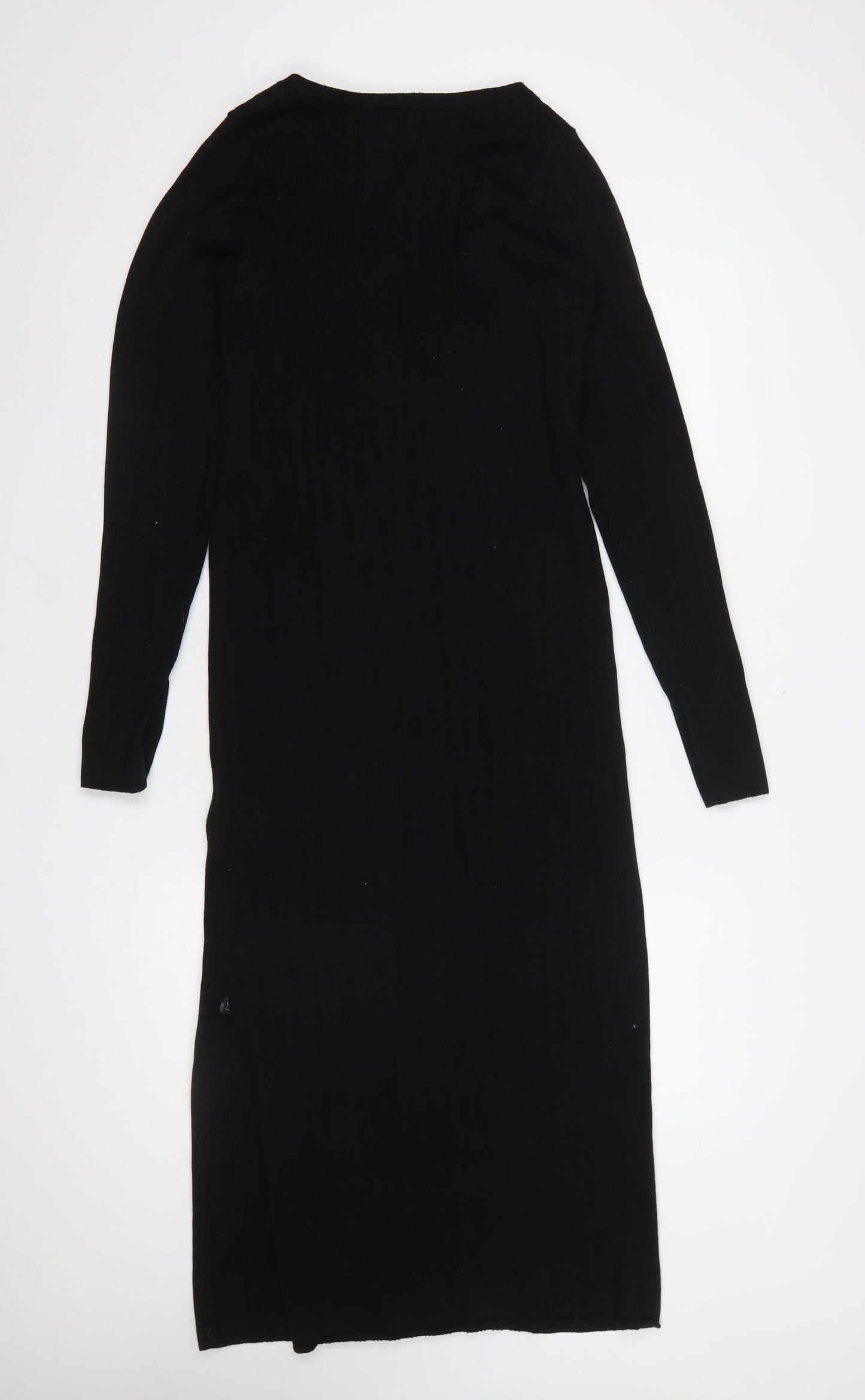 ASOS DESIGN Women Black Size 12 Bodycon Midi Long Sleeve Dress