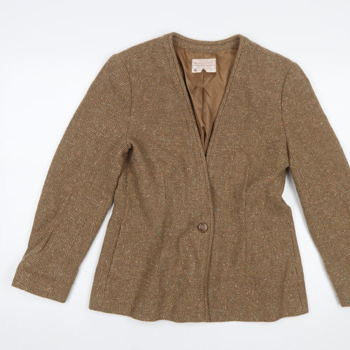 Pendleton Women's Brown Tweed Wool Blazer Size 12 Petite Vintage