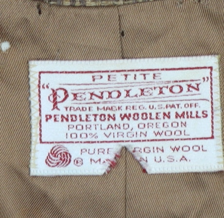 Pendleton Women's Brown Tweed Wool Blazer Size 12 Petite Vintage