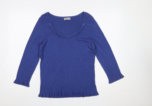 Marks and Spencer Per Una Women's Blue Size 12 Scoop Neck Jumper