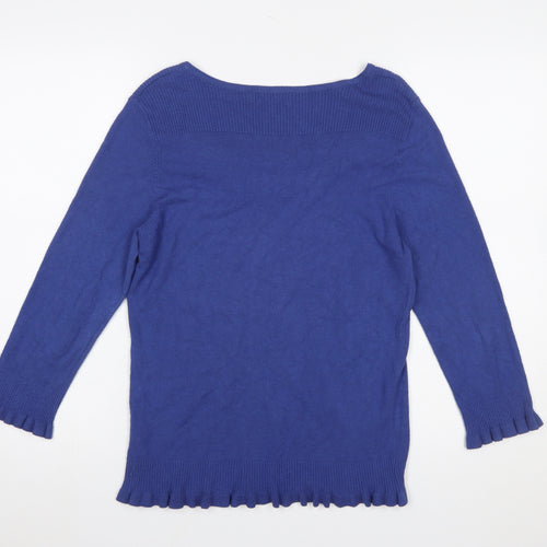 Marks and Spencer Per Una Women's Blue Size 12 Scoop Neck Jumper