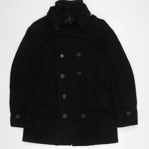Burton London Men's Black Wool Blend Pea Coat M Regular Fit