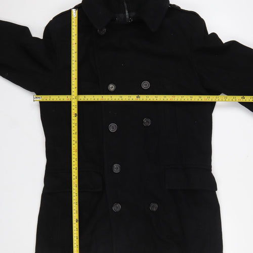 Burton London Men's Black Wool Blend Pea Coat M Regular Fit