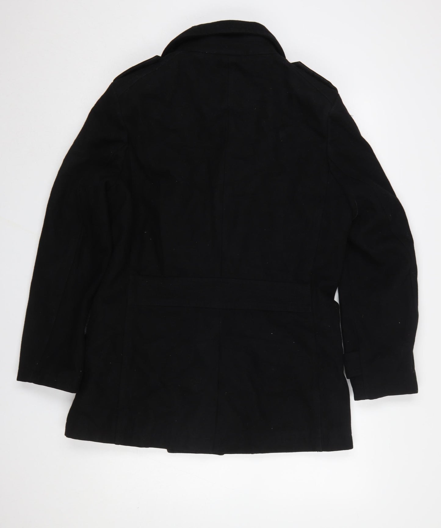 Burton London Men's Black Wool Blend Pea Coat M Regular Fit