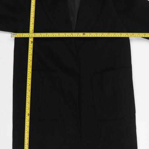 New Look Women's Black Faux Fur Collar Long Wool Blend Coat UK 10