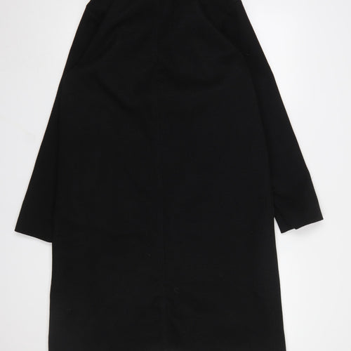 New Look Women's Black Faux Fur Collar Long Wool Blend Coat UK 10