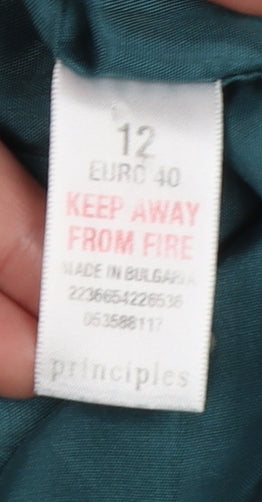 Principles Petite Womens Blue Wool Belted Blazer Jacket Size 12