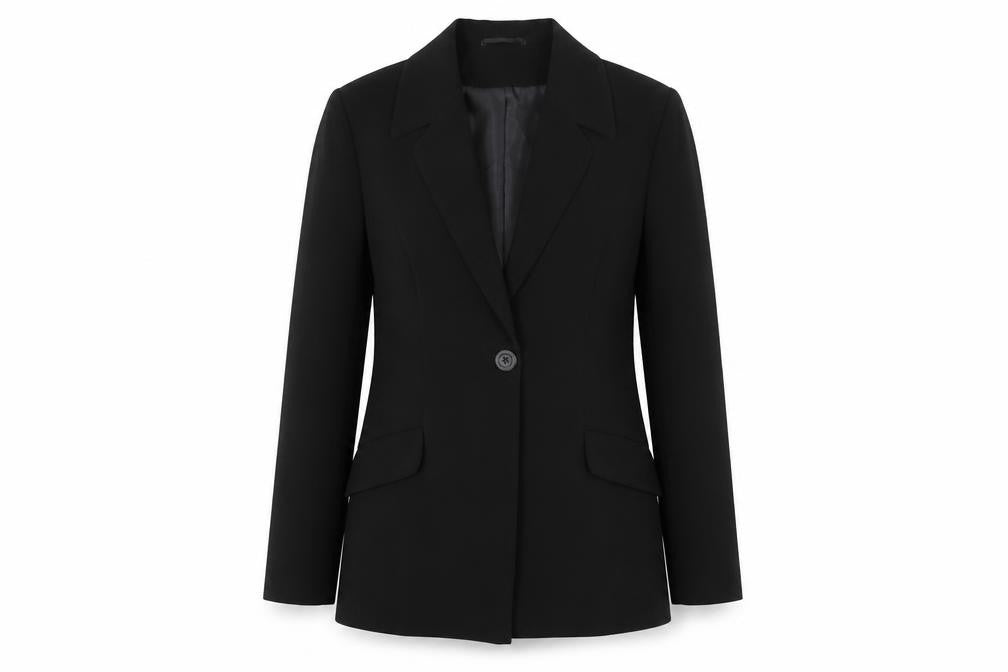Front view of Dorothy Perkins Petites Black Single-Breasted Blazer UK 8
