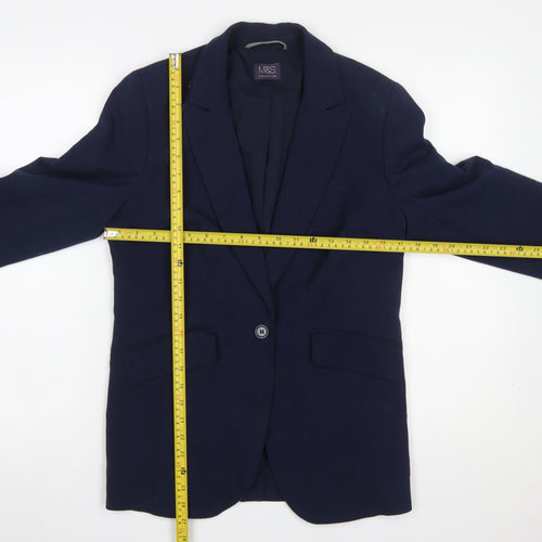 Marks and Spencer Women's Blue UK 12 Regular Fit Tailored Blazer