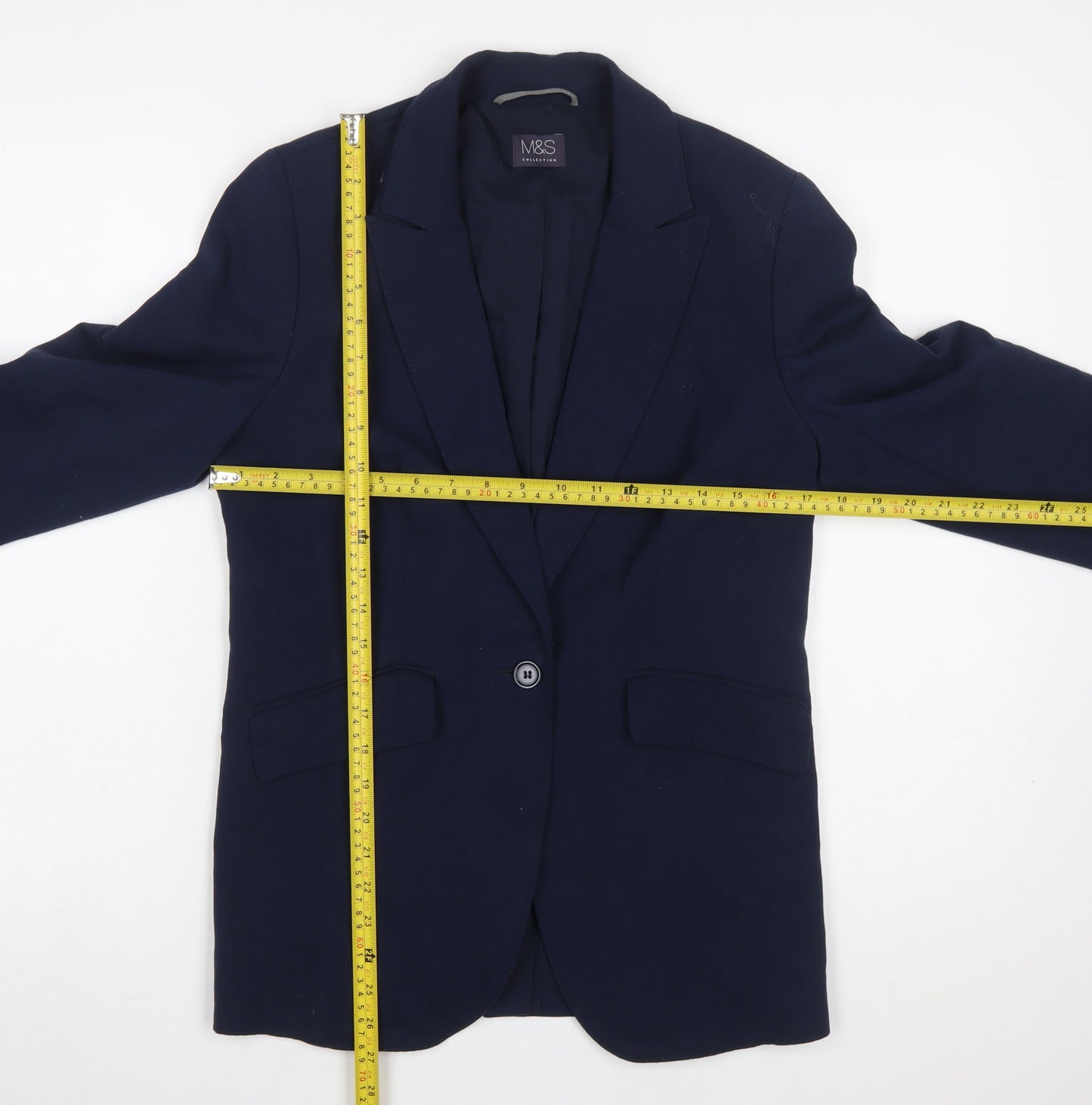 Marks and Spencer Women's Blue UK 12 Regular Fit Tailored Blazer