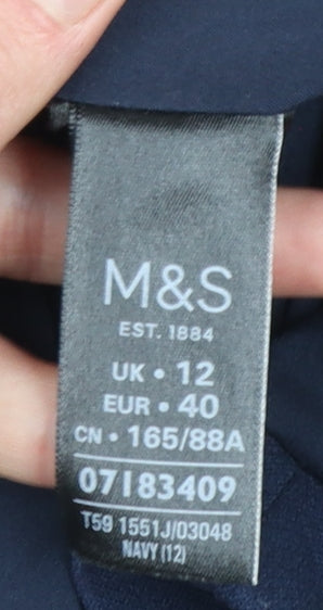 Marks and Spencer Women's Blue UK 12 Regular Fit Tailored Blazer