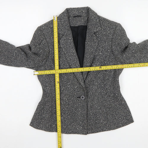 Principles Petite Grey Tweed One Button Blazer Jacket Size 8