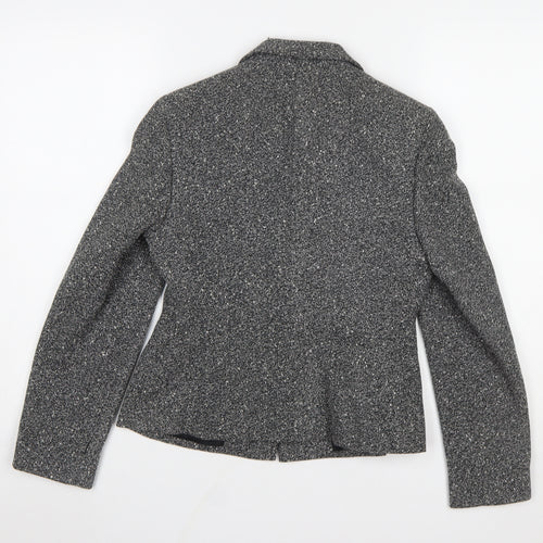 Principles Petite Grey Tweed One Button Blazer Jacket Size 8
