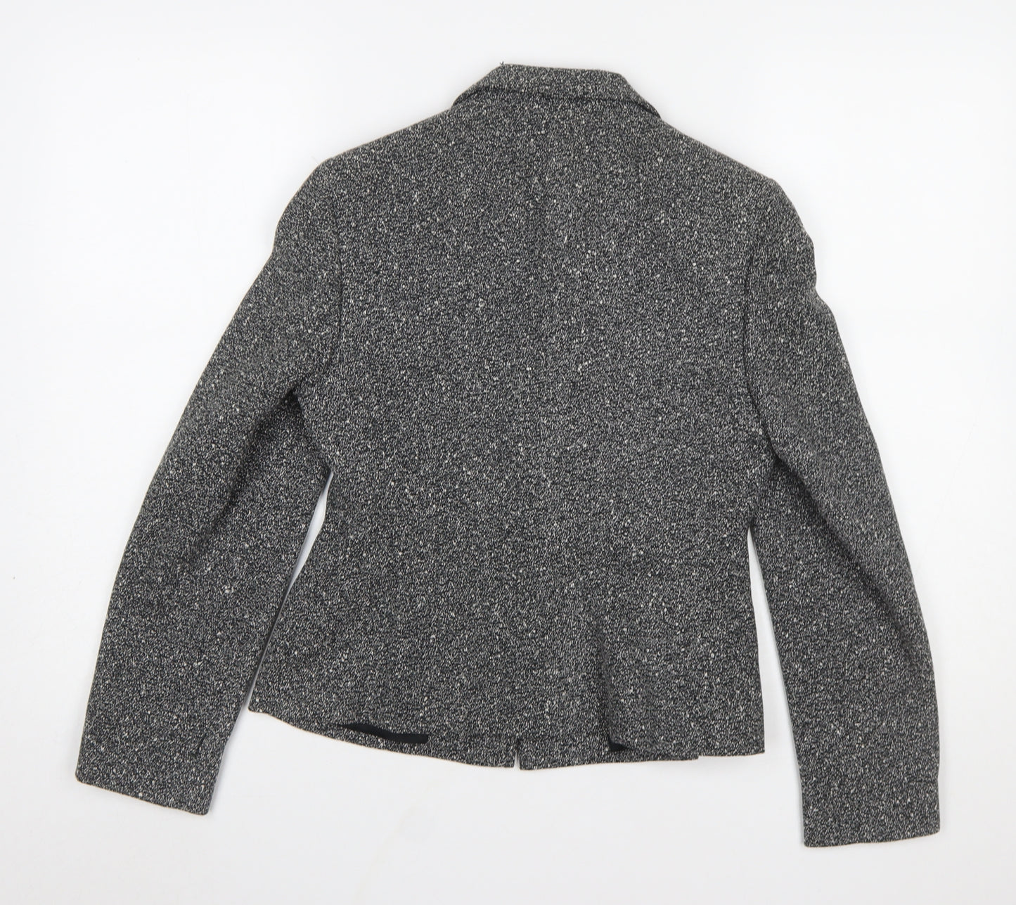 Principles Petite Grey Tweed One Button Blazer Jacket Size 8
