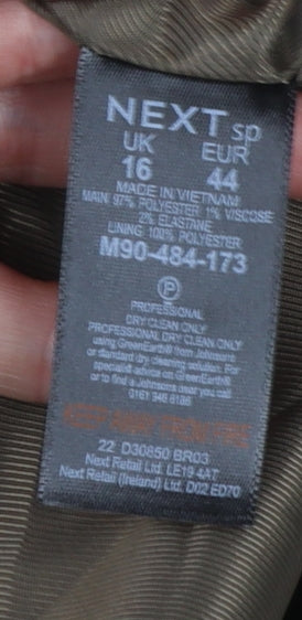 Next Women's Brown Check Blazer Size 16 Tailored Single-Breasted Jacket