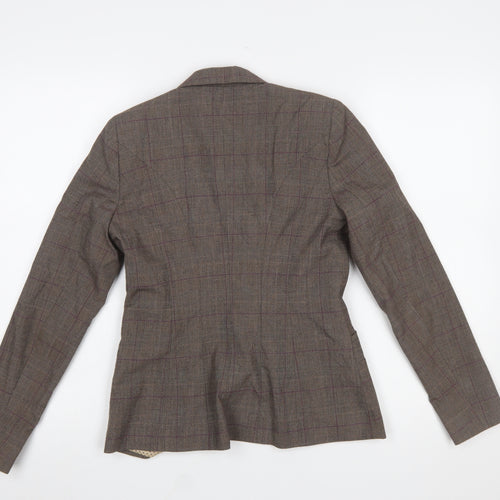 Next Petite Brown Checked Single Breasted Blazer Women's Size 6
