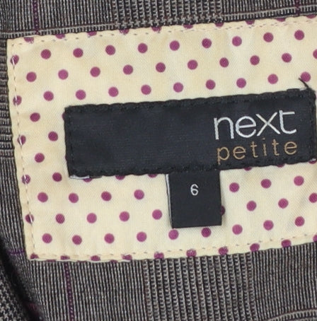 Next Petite Brown Checked Single Breasted Blazer Women's Size 6