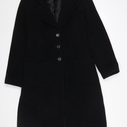 Morgan de Toi Women's Black Wool Long Coat Size 10 Classic Overcoat
