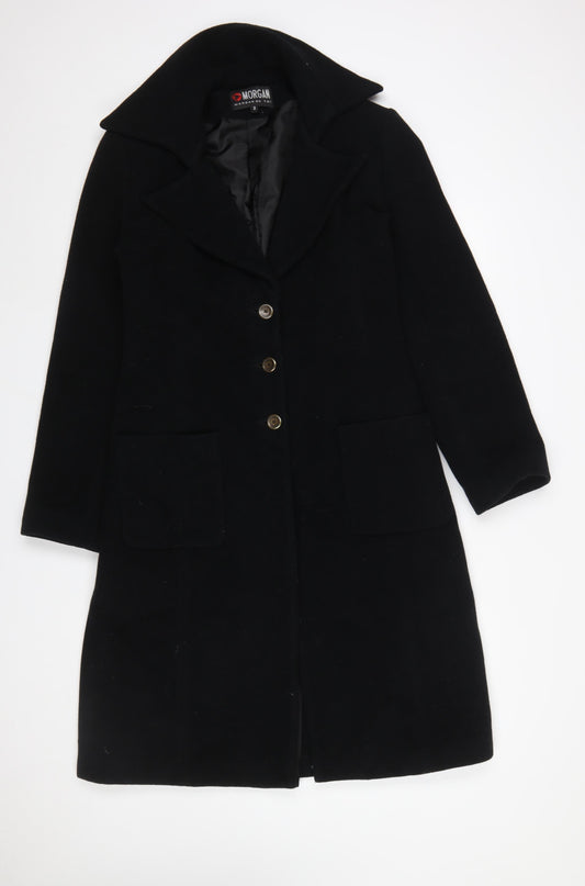 Morgan de Toi Women's Black Wool Long Coat Size 10 Classic Overcoat