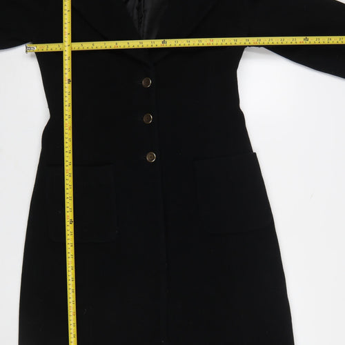 Morgan de Toi Women's Black Wool Long Coat Size 10 Classic Overcoat