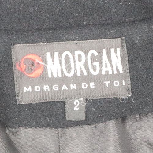 Morgan de Toi Women's Black Wool Long Coat Size 10 Classic Overcoat