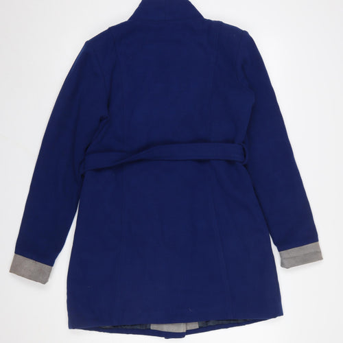 Oner Women's Blue Wool Blend Belted Mid-Length Trench Coat L