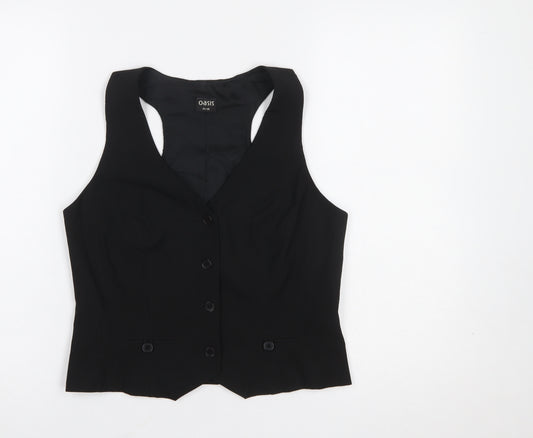 Oasis Womens Black Size 12 Slim Fit Tailored Suit Waistcoat