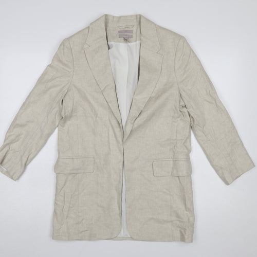 H&M Women's Beige Linen Blend Single-Breasted Blazer XS