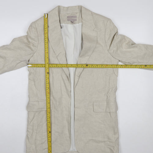 H&M Women's Beige Linen Blend Single-Breasted Blazer XS