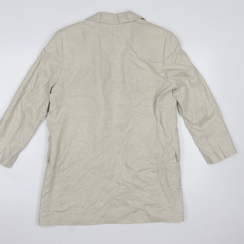 H&M Women's Beige Linen Blend Single-Breasted Blazer XS