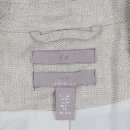 H&M Women's Beige Linen Blend Single-Breasted Blazer XS