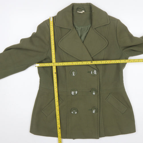 Cotton Traders Womens Green Size 12 Pea Coat Mid-Length Jacket