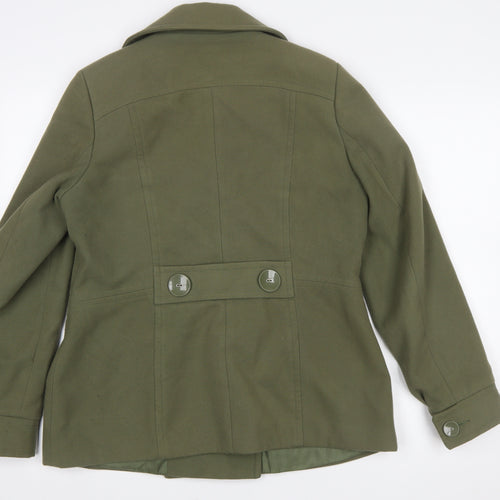 Cotton Traders Womens Green Size 12 Pea Coat Mid-Length Jacket