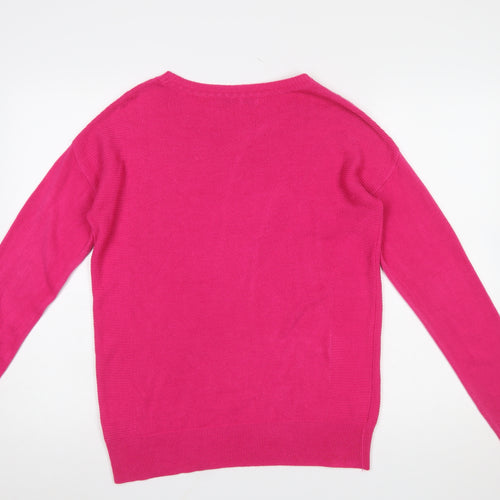Next Women's Pink Acrylic Crew Neck Long Sleeve Jumper Size 10