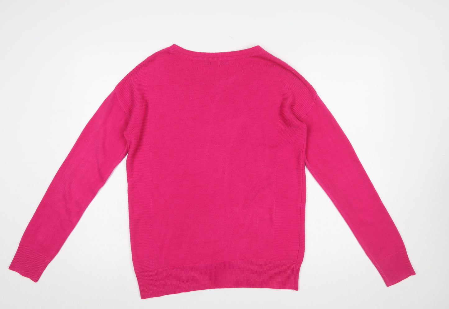Next Women's Pink Acrylic Crew Neck Long Sleeve Jumper Size 10