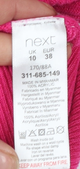 Next Women's Pink Acrylic Crew Neck Long Sleeve Jumper Size 10