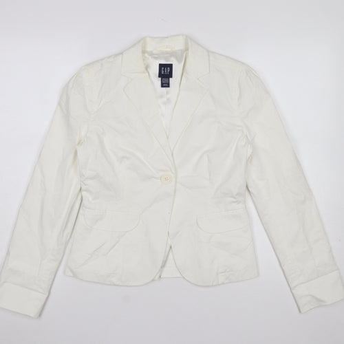 GAP Women Ivory Tailored One-Button Blazer UK 10 Cotton Blend