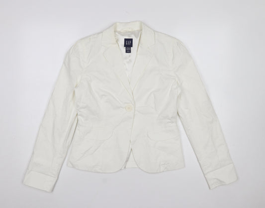 GAP Women Ivory Tailored One-Button Blazer UK 10 Cotton Blend