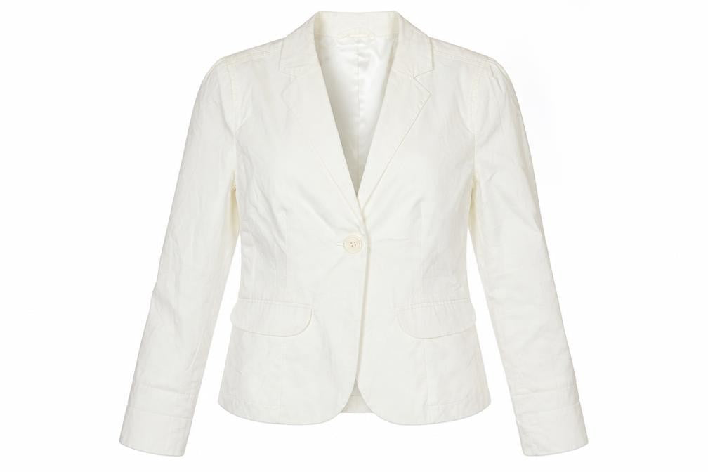Front view of Gap Women Ivory Tailored One-Button Blazer UK 10 Cotton Blend