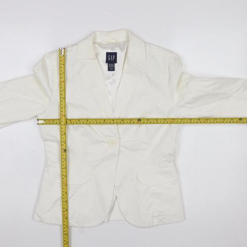 GAP Women Ivory Tailored One-Button Blazer UK 10 Cotton Blend
