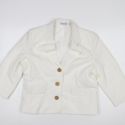 Alice Collins Women Ivory Linen Cotton Blazer Size 16 Single Breasted