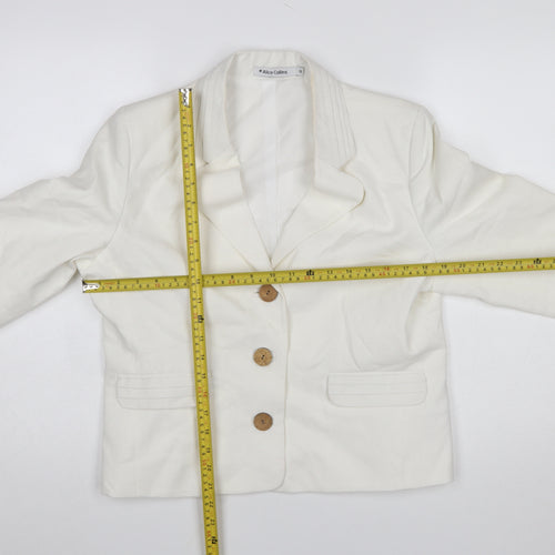 Alice Collins Women Ivory Linen Cotton Blazer Size 16 Single Breasted