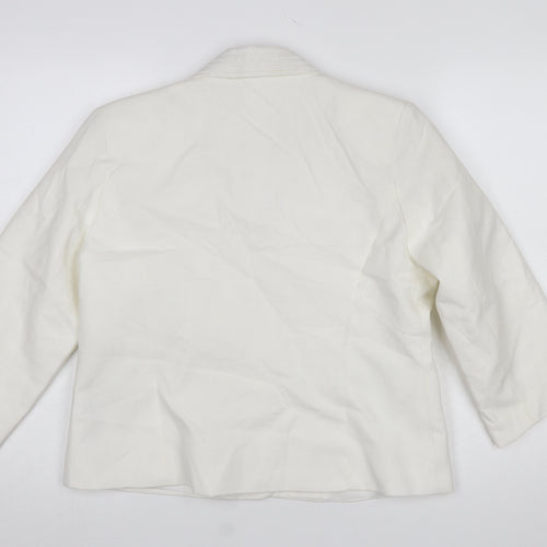 Alice Collins Women Ivory Linen Cotton Blazer Size 16 Single Breasted
