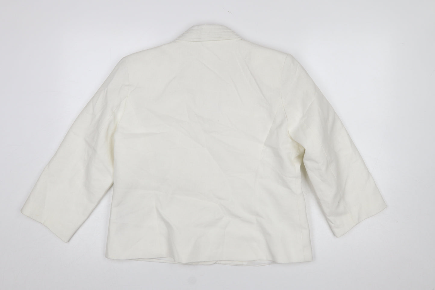 Alice Collins Women Ivory Linen Cotton Blazer Size 16 Single Breasted