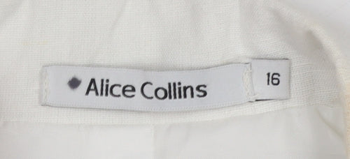 Alice Collins Women Ivory Linen Cotton Blazer Size 16 Single Breasted